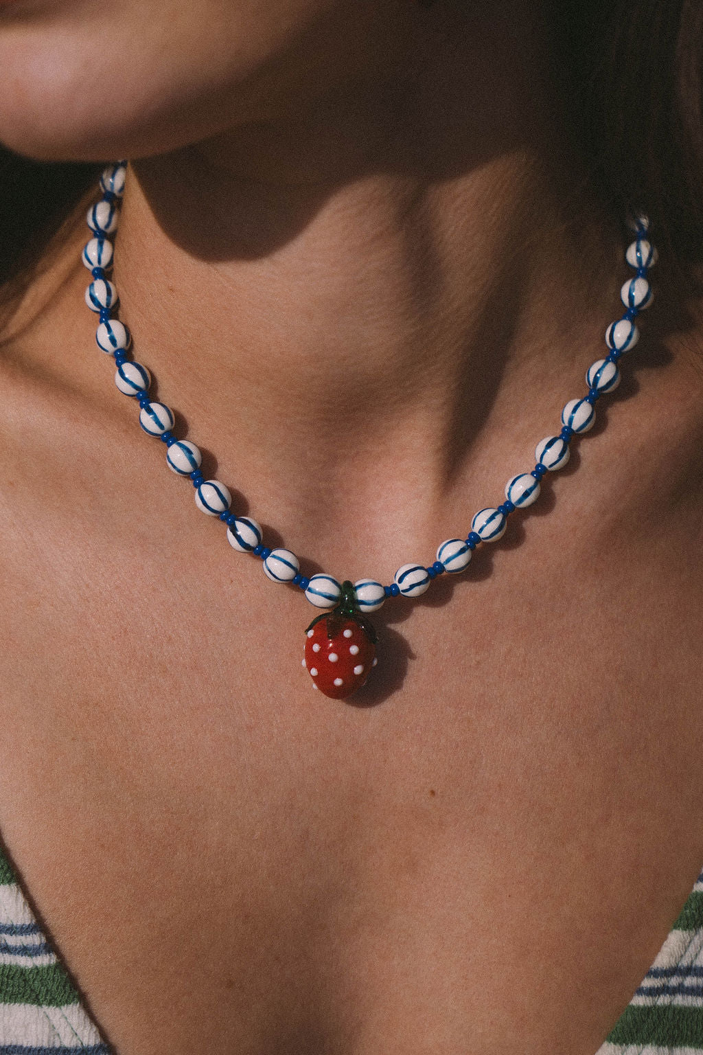 Santorini Fruits Necklace | Strawberry Stripe