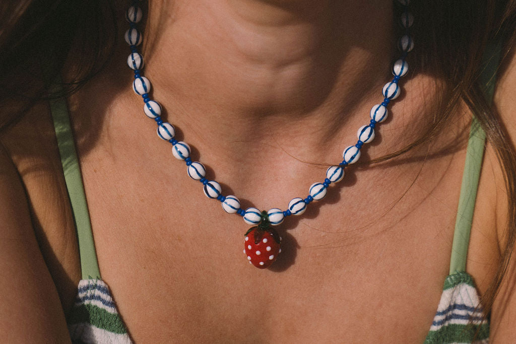 Santorini Fruits Necklace | Strawberry Stripe