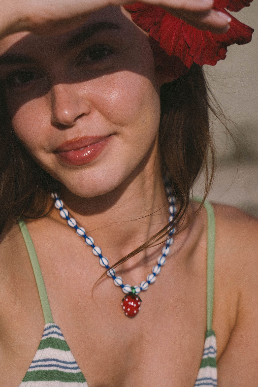 Santorini Fruits Necklace | Strawberry Stripe